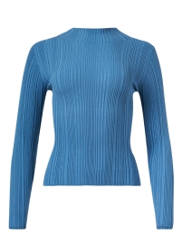 Product image thumbnail - Veronica Beard - Vinny Blue Rib Knit Top
