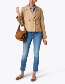 Look image thumbnail - Marc Cain - Beige Crop Double Breasted Coat