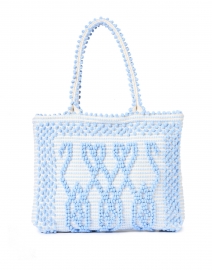 Product image thumbnail - Casa Isota - Ava Periwinkle Geo Woven Cotton Shoulder Bag
