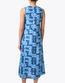Back image thumbnail - Max Mara Leisure - Urlo Blue Geometric Print Linen Dress