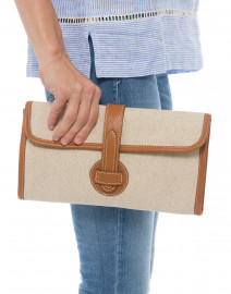 Adrian Brown Linen and Leather Clutch