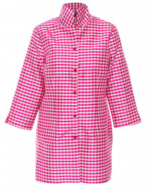 Rita Pink and White Gingham Silk Top