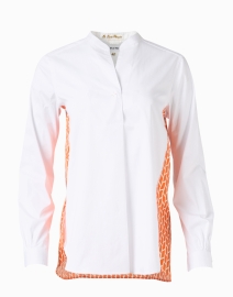 White Stretch Cotton Henley Shirt