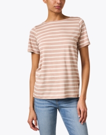 Front image thumbnail - Majestic Filatures - Pink and Cream Striped Tee