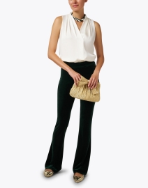 Look image thumbnail - Avenue Montaigne - Bellini Green Velvet Stretch Pull On Pant