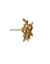 Back image thumbnail - Oscar de la Renta - Gold Crystal Flower Bouquet Earrings