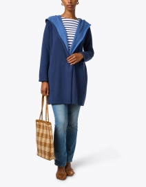 Look image thumbnail - Margaret O'Leary - St. Maarten Blue Cotton Hooded Wrap