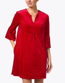 Front image thumbnail - Jude Connally - Kerry Red Stretch Velvet Dress
