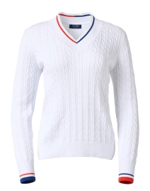 Aleria White Cotton Cable Knit Sweater