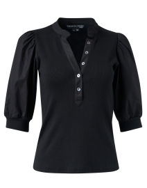 Product image thumbnail - Veronica Beard - Coralee Black Jersey Puff Sleeve Top