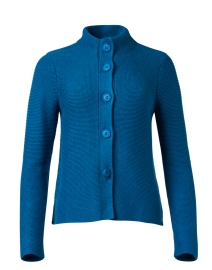 Product image thumbnail - Kinross - Blue Cotton Garter Stitch Cardigan