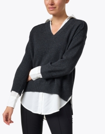 Front image thumbnail - Brochu Walker - Dark Charcoal Sweater with White Underlayer