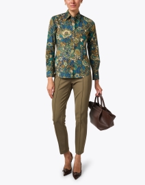 Look image thumbnail - Lafayette 148 New York - Gramercy Olive Green Stretch Ankle Pant