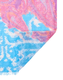 Back image thumbnail - Pashma - Pink and Purple Paisley Cashmere Silk Scarf 