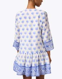 Back image thumbnail - Bell - Summer Blue and White Print Dress