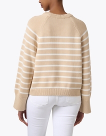 Back image thumbnail - White + Warren - Beige Striped Cotton Sweater