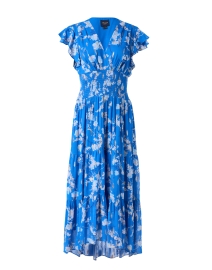 Neal Blue Floral Chiffon Ruffle Dress