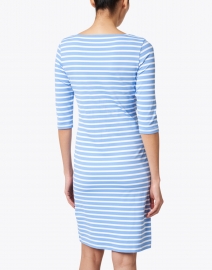Back image thumbnail - Saint James - Propriano Blue and White Striped Jersey Dress