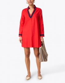 Look image thumbnail - Sail to Sable - Red with Navy Trim Tunic Dress