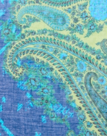 Fabric image thumbnail - Pashma - Blue and Green Paisley Cashmere Silk Scarf