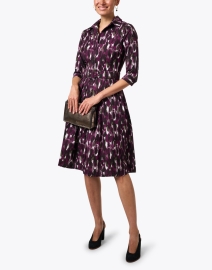 Look image thumbnail - Samantha Sung - Audrey Purple and White Print Stretch Cotton Dress