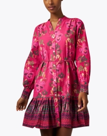Front image thumbnail - Ro's Garden - Ines Red Floral Shirt Dress