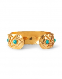 Back image thumbnail - Sylvia Toledano - Turquoise Stoned Gold Cuff Bracelet