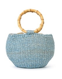 Back image thumbnail - SERPUI - Soraya Blue Straw Basket Bag