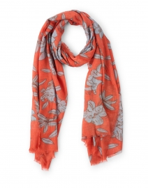 Orange Lily Printed Wool Silk Scarf