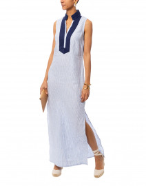 Blue and White Striped Linen Tunic Dress