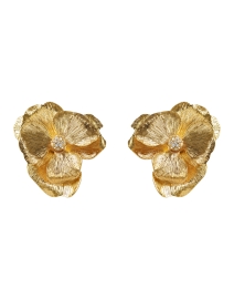 Product image thumbnail - Kenneth Jay Lane - Gold Flower Clip Earrings