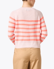 Back image thumbnail - White + Warren - Pink and Orange Stripe Cashmere Sweater