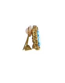 Back image thumbnail - Oscar de la Renta - Lintzer Blue Stud Clip Earrings