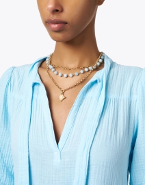 Look image thumbnail - Deborah Grivas - Aquamarine and Gold Multi Chain Necklace
