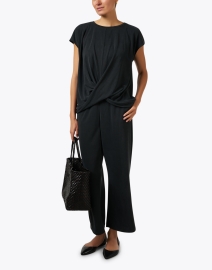 Look image thumbnail - Kindred - Su Black Ponte Drape Front Top