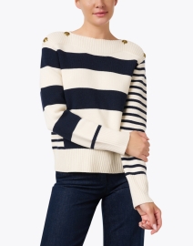 Front image thumbnail - Tara Jarmon - Poetesse Navy and White Striped Sweater