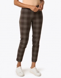 Front image thumbnail - Avenue Montaigne - Pars Brown and White Plaid Stretch Pull On Pant