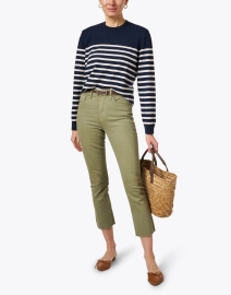 Look image thumbnail - A.P.C. - Phoebe Navy Striped Cashmere Sweater