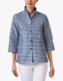 Front image thumbnail - Connie Roberson - Ronette Navy Gingham Silk Jacket