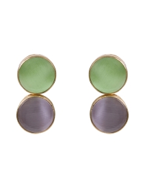 Product image thumbnail - Atelier Mon - Green and Purple Stone Drop Earrings