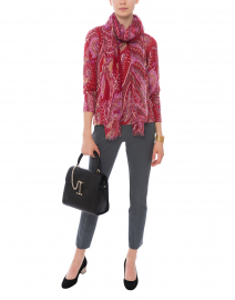 Red and Fuchsia Paisley Knit Top