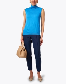 Look image thumbnail - Lafayette 148 New York - Gramercy Navy Stretch Pintuck Pant