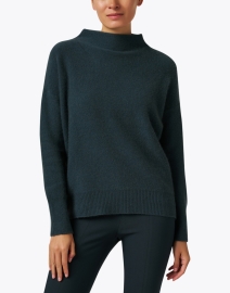 Front image thumbnail - Vince - Teal Boiled Cashmere Sweater