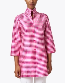 Front image thumbnail - Connie Roberson - Rita Pink and White Gingham Silk Top