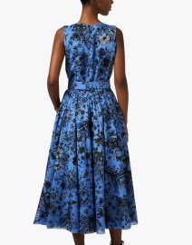 Back image thumbnail - Samantha Sung - Aster Blue Floral Print Wool Dress