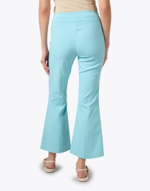 Back image thumbnail - Fabrizio Gianni - Turquoise Stretch Pull On Flared Crop Pant