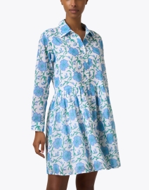 Front image thumbnail - Oliphant - Poppy Blue Floral Shirt Dress