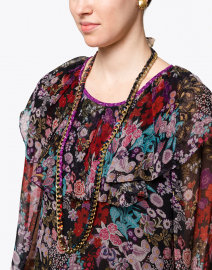 Look image thumbnail - Megan Park - Curb Floral Printed Chain Necklace