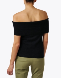 Back image thumbnail - Allude - Black Off The Shoulder Knit Top