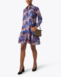 Look image thumbnail - Ro's Garden - Blue and Red Floral Print Shirt Dress